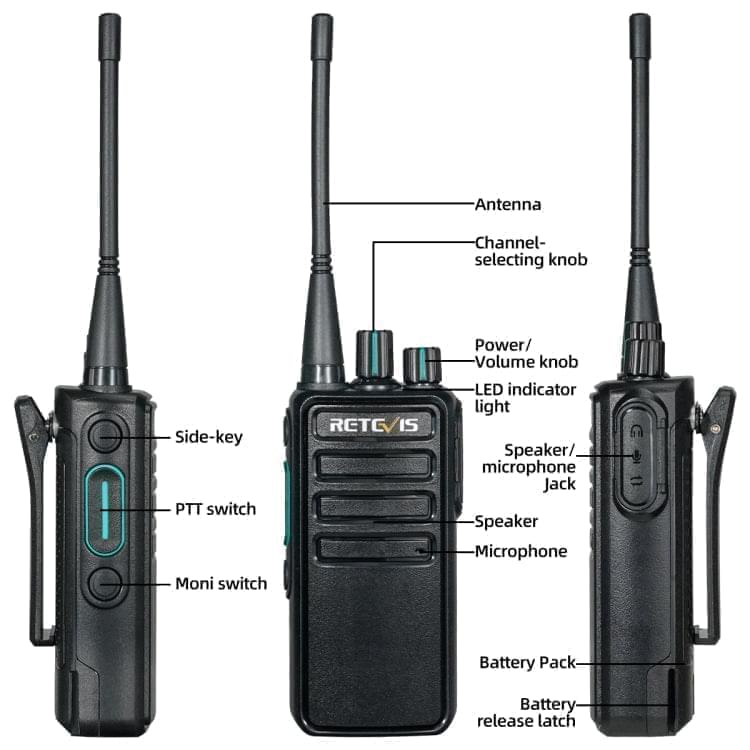 1 Pair RETEVIS RB29 FRS Free-license Two Way Radio Walkie Talkie(Black) - Eurekaonline