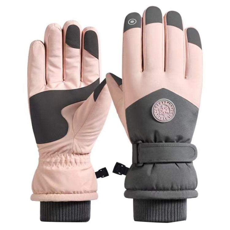 1 Pair Outdoor Cycling Sports Cold and Windproof Warm Finger Gloves, Style: Female Type (Pink Gray) - Eurekaonline