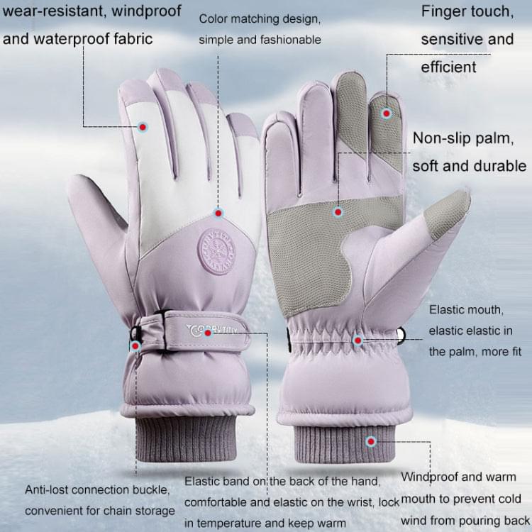 1 Pair Outdoor Cycling Sports Cold and Windproof Warm Finger Gloves, Style: Female Type (Pink Gray) - Eurekaonline