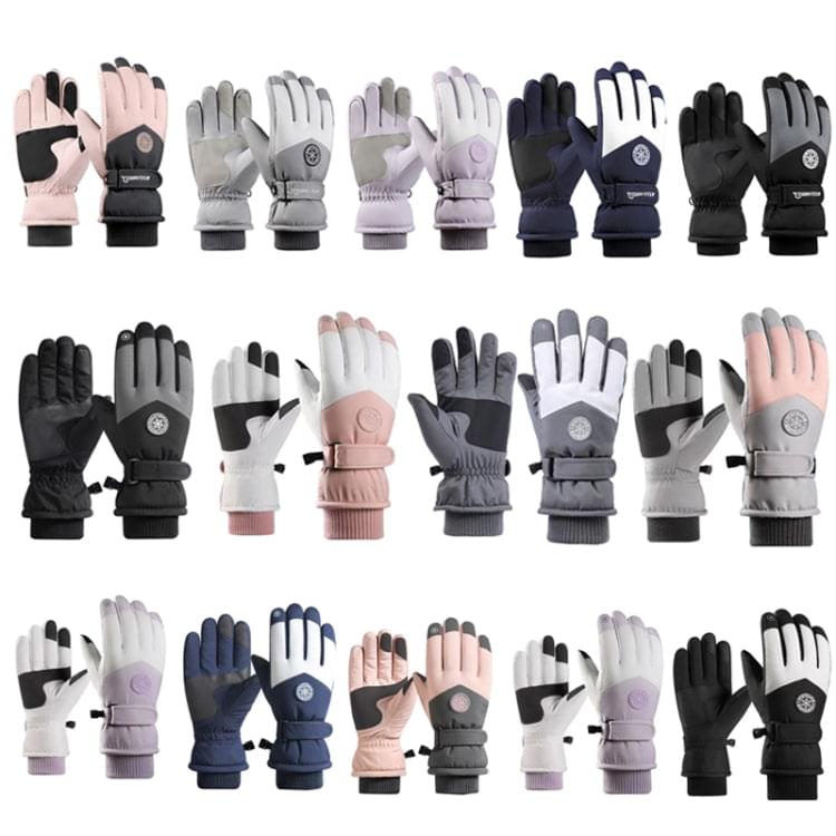1 Pair Outdoor Cycling Sports Cold and Windproof Warm Finger Gloves, Style: Female Type (Pink Gray) - Eurekaonline
