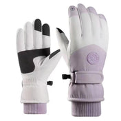 1 Pair Outdoor Cycling Sports Cold and Windproof Warm Finger Gloves, Style: Female Type (Purple White) - Eurekaonline