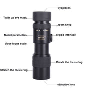 10-300x40 Monocular HD Telescope BAK4 Prism Telescope,Style: With Photo Holder+Tripod - Eurekaonline