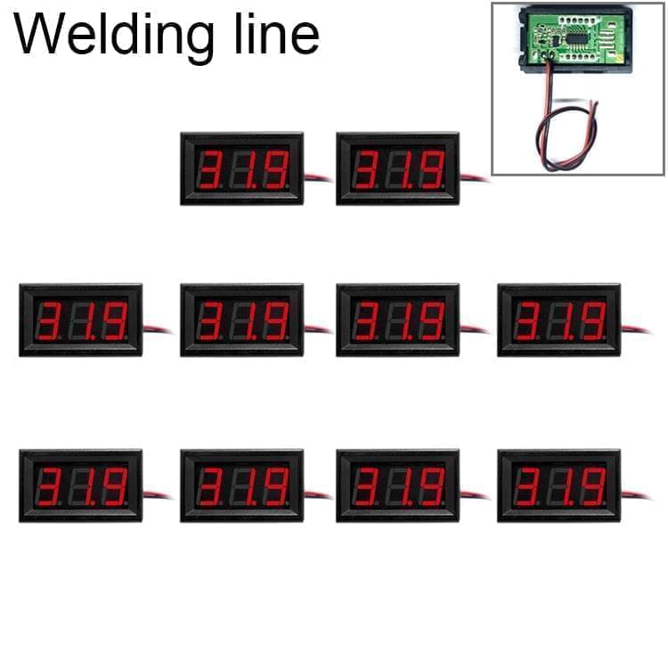 10 PCS 0.56 inch 2 Welding Wires Digital Voltage Meter with Shell, Color Light Display, Measure Voltage: DC 4.5-30V (Red) - Eurekaonline
