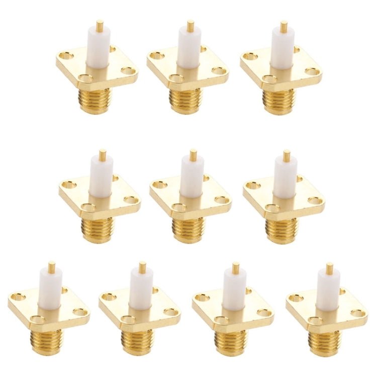 10 PCS Gold Plated SMA Female 4 Holes Chassis Panel Mount Extended Dielectric Solder Connector Adapter - Eurekaonline
