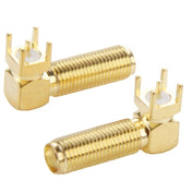 10 PCS Gold Plated SMA Female Right Angle 90 Degrees Panel PCB Mount 4.0mm Square Connector Adapter - Eurekaonline