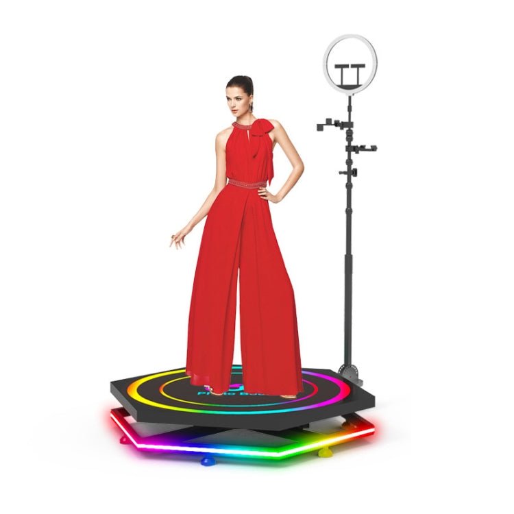 100cm Hexagonal 360 Photo Booth Electric Rotating Small Stage For Parties and Weddings - Eurekaonline