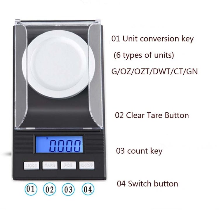 100g/0.001g High-Precision Portable Jewelry Scale Mini Electronic Scale Precision Carat Electronic Scale - Eurekaonline