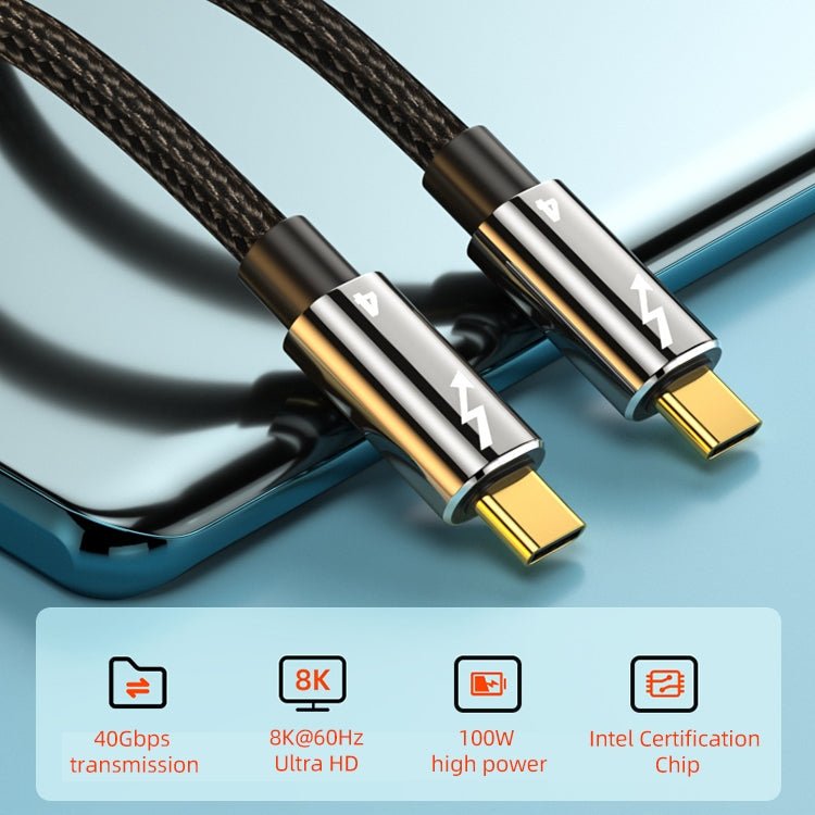 100W Type-C to Type-C Compatible Thunderbolt 4 Full-function Data Cable, Length:0.3m - Eurekaonline