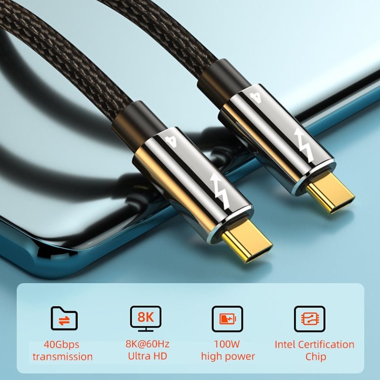 100W Type-C to Type-C Compatible Thunderbolt 4 Full-function Data Cable, Length:0.5m - Eurekaonline