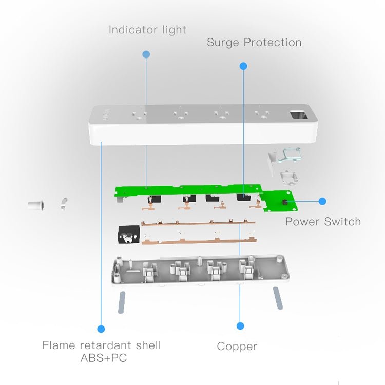 10A Home Smart WiFi Power Strip Surge Protector 4 Outlet Wireless Power Extension Socket, Support APP Operation & Timing Switch, US Plug - Eurekaonline