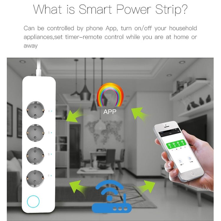 10A Home Smart WiFi Power Strip Surge Protector 4 Outlet Wireless Power Extension Socket, Support APP Operation & Timing Switch, US Plug - Eurekaonline