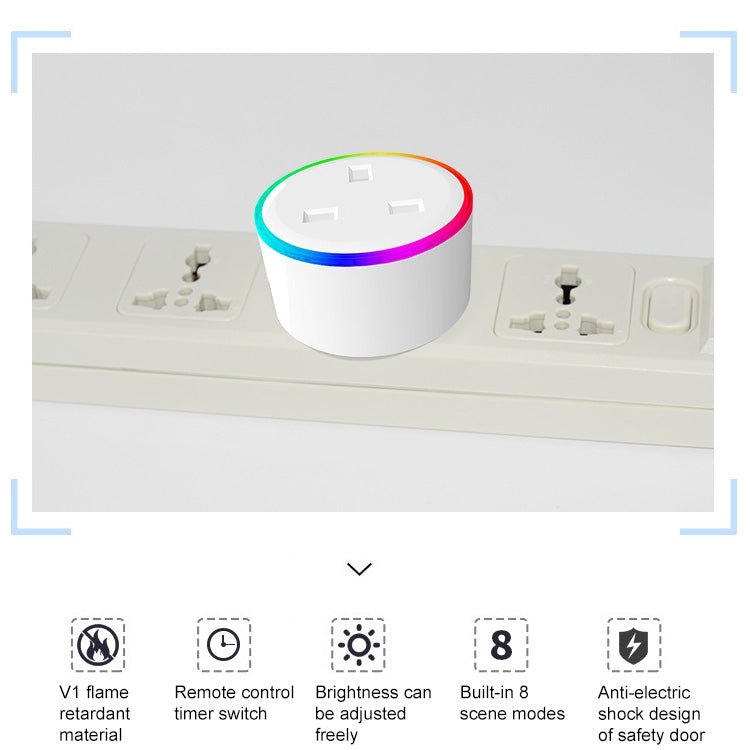 10A RGB Scene Light WiFi Remote Control Smart Socket Works with Alexa & Google Home, AC 220-240V, UK Plug - Eurekaonline