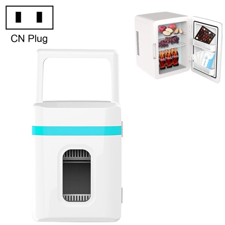 10L Mini Refrigerator Car Home Dual-use Small Dormitory Refrigerator, CN Plug(White Blue) - Eurekaonline