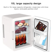 10L Mini Refrigerator Car Home Dual-use Small Dormitory Refrigerator, CN Plug(White Blue) - Eurekaonline