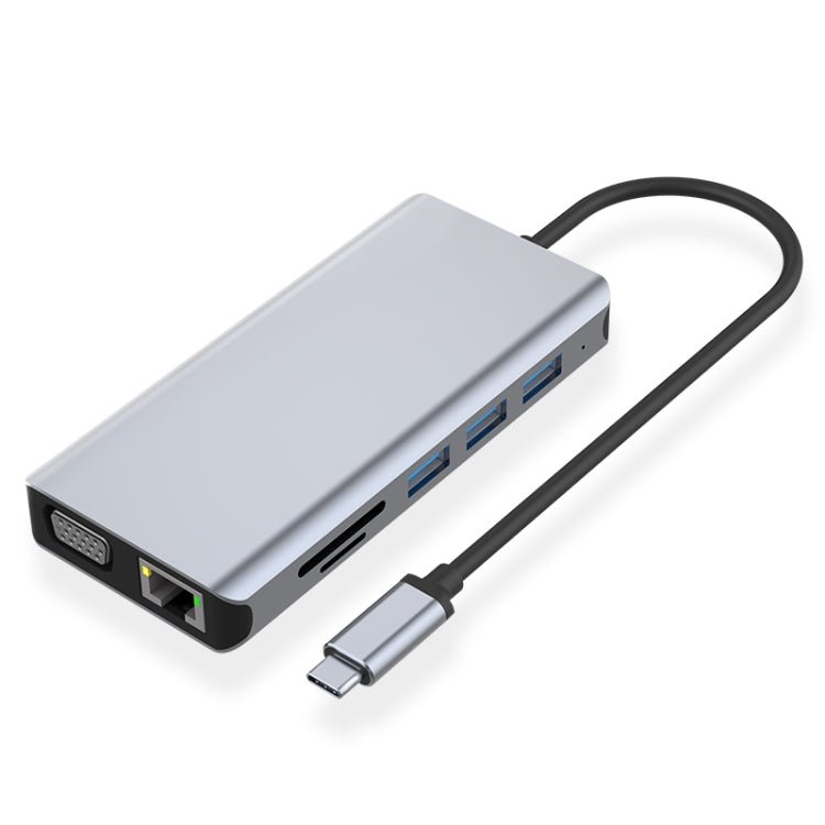 TF + USB3.0x5+ HDMI + VGA + 3.5mm AUX to Type-C HUB Adapter - Eurekaonline