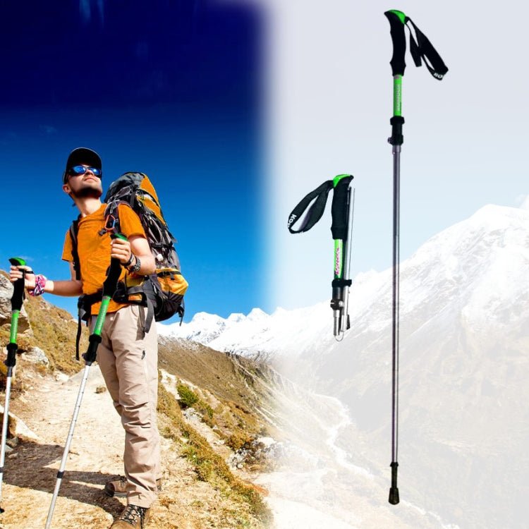 125cm Adjustable Portable Outdoor Aluminum Alloy Trekking Poles Stick(Green) - Eurekaonline