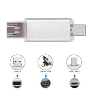 128GB 3 in 1 USB-C / Type-C + USB 2.0 + OTG Flash Disk, For Type-C Smartphones & PC Computer(Silver) - Eurekaonline