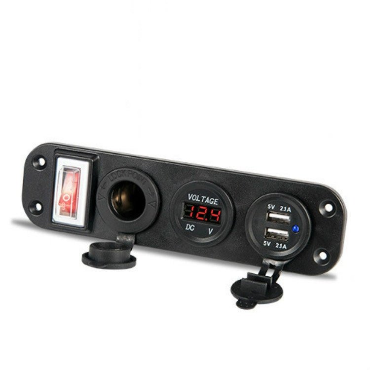 12V-24V Universal Car / Yacht Mobile Phone Charger Modification Ddual USB Panel with Switch(Red Light) - Eurekaonline