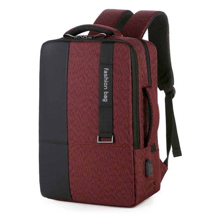 140 Large-capacity Business Commuter Laptop Backpack with USB Charging Interface(Red) - Eurekaonline