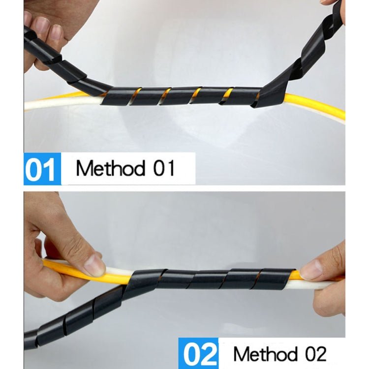 15m PE Spiral Pipes Wire Winding Organizer Tidy Tube, Nominal Diameter: 6mm(Black) - Eurekaonline