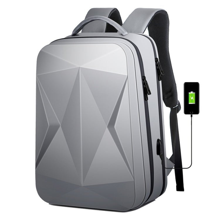 160 Large Capacity ABS Waterproof Laptop Backpack with USB Charging Port(Light Grey) - Eurekaonline