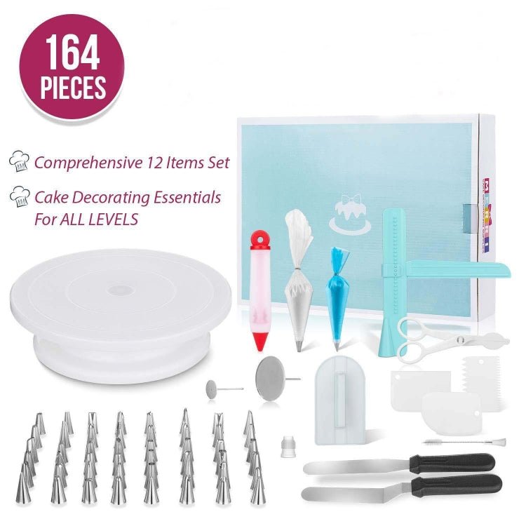 164 in 1 Cake Turntable Set Stainless Steel Decorating Mouth Baking Tools - Eurekaonline