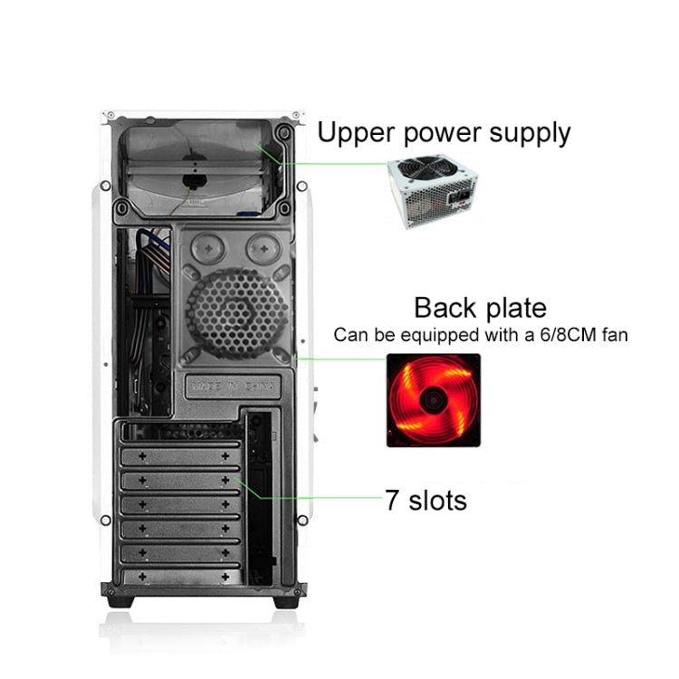 1728 USB 3.0 Main Chassis 440x180x480mm Micro-ATX / ATX PC PC Desktop Game Computer Case(Black) - Eurekaonline