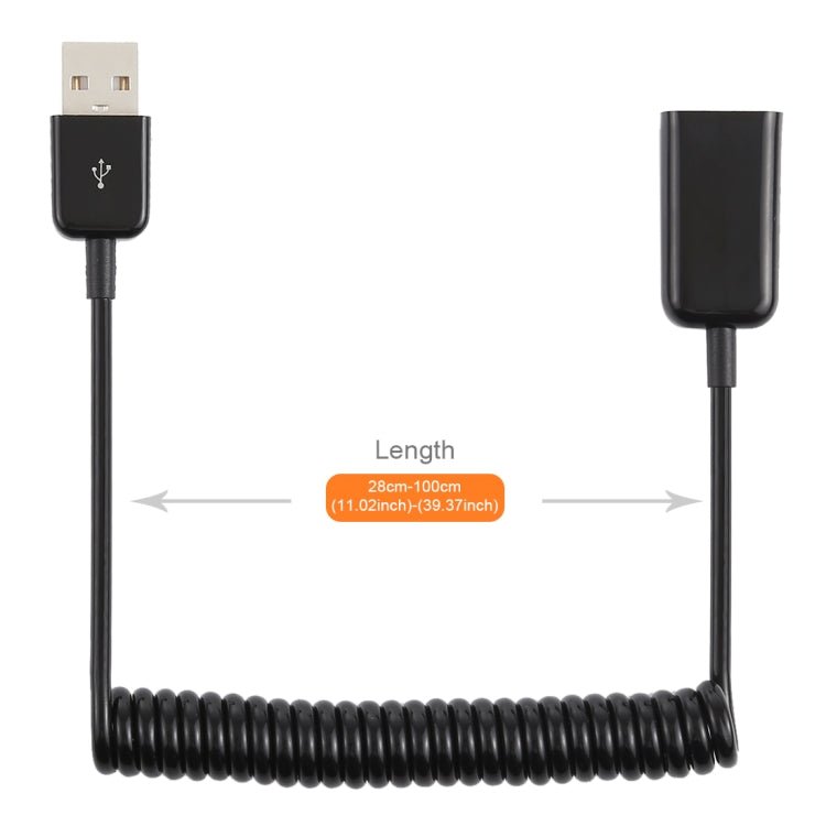 1m USB-A Male to USB-A Female Spring Coiled Cable - Eurekaonline