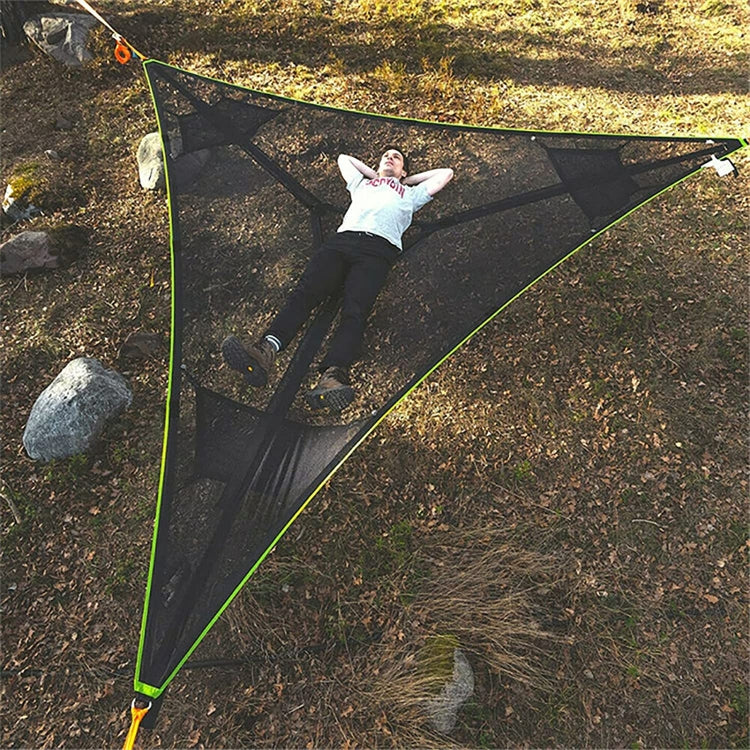 2.8m Family Outdoor Portable Aerial Tent Multi-person Camping Triangle Hammock(Black) Eurekaonline