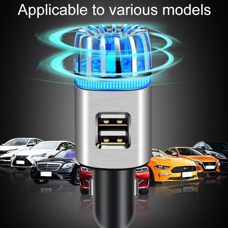 2 in 1 Car Negative-ion Aromatherapy Air Purifier Humidifier + Dual USB Port Car Charger (Gold) - Eurekaonline