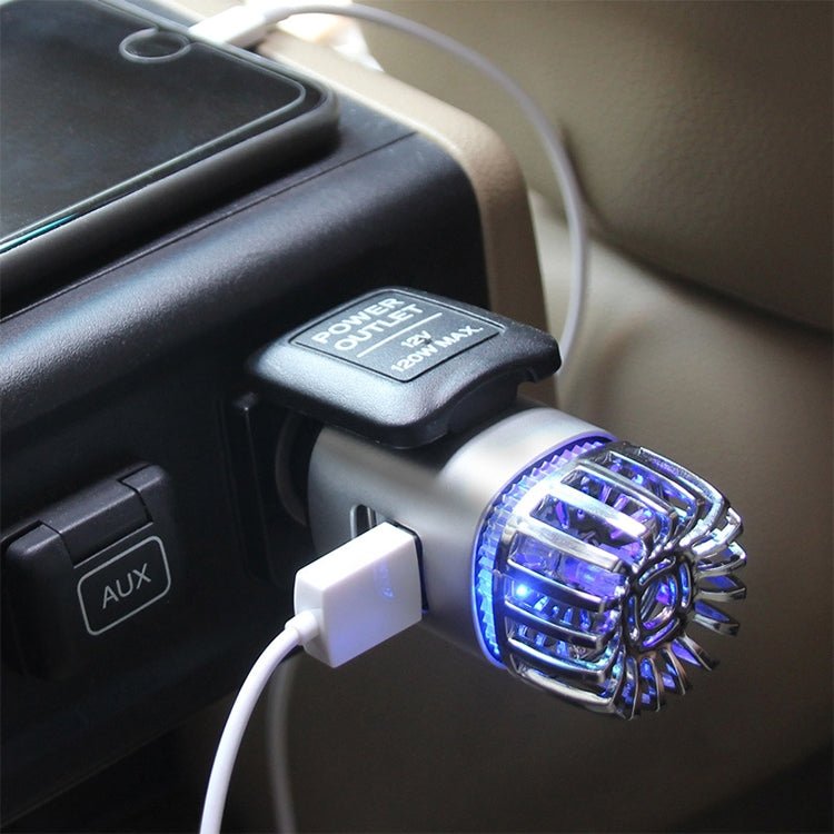 2 in 1 Car Negative-ion Aromatherapy Air Purifier Humidifier + Dual USB Port Car Charger (Silver) - Eurekaonline