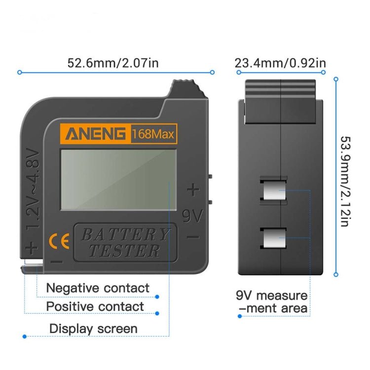 2 PCS ANENG 168MAX Portable Battery Tester High-Precision Battery Power Tester Battery Capacity Tester - Eurekaonline