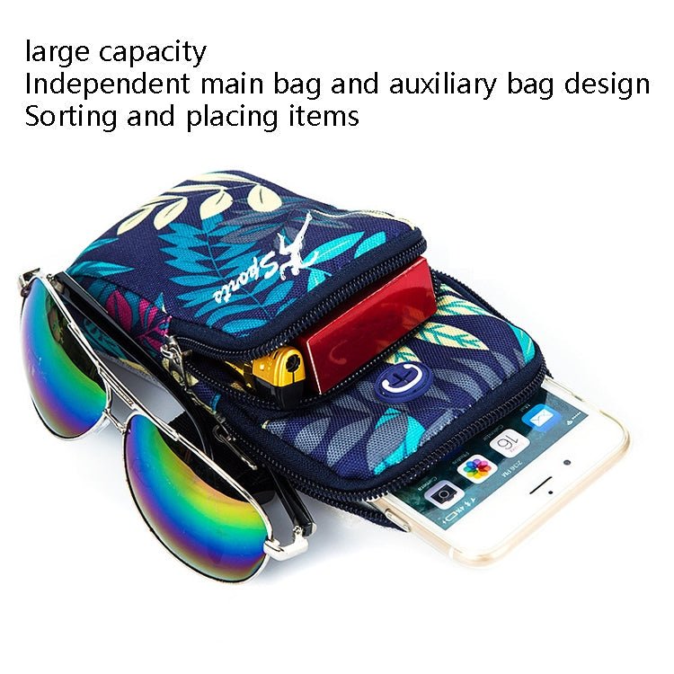 2 PCS B026 Running Mobile Phone Arm Bag Sports Yoga Mobile Phone Bag, Specification： Large (Leaves Blue) - Eurekaonline