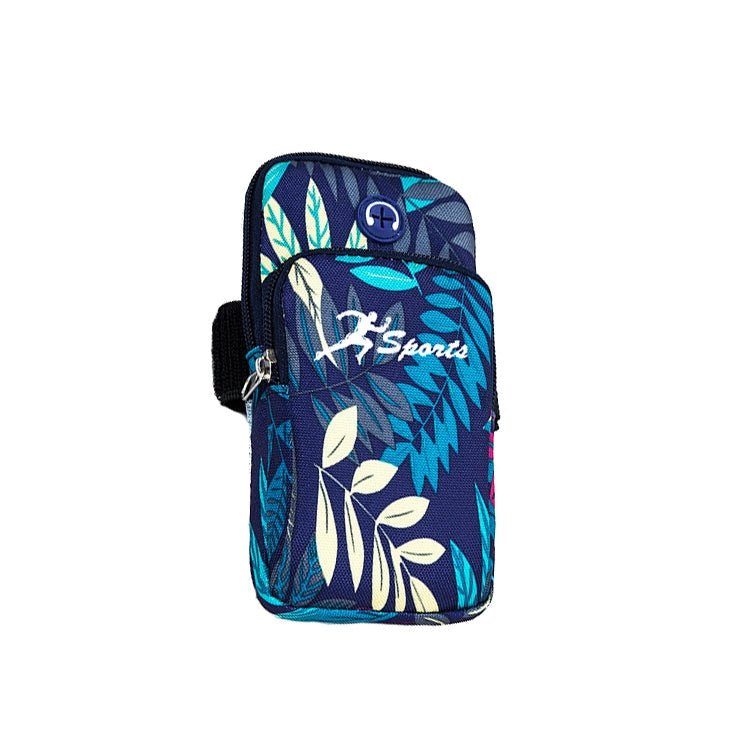 2 PCS B026 Running Mobile Phone Arm Bag Sports Yoga Mobile Phone Bag, Specification： Large (Leaves Blue) - Eurekaonline
