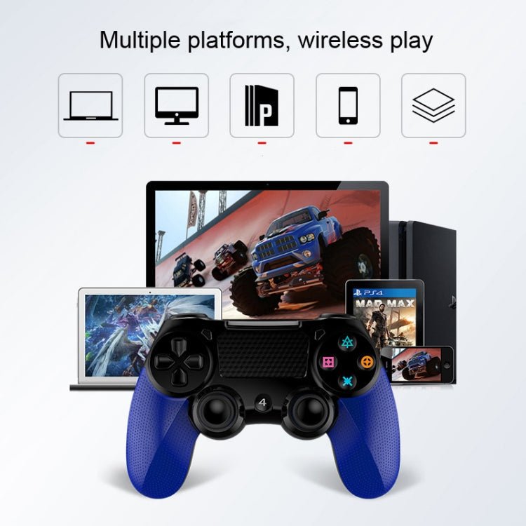 2 PCS Bluetooth Wireless Gamepad Touch Screen With Light Audio Dual Vibration Controller For PS4(Blue) - Eurekaonline