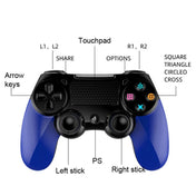 2 PCS Bluetooth Wireless Gamepad Touch Screen With Light Audio Dual Vibration Controller For PS4(Blue) - Eurekaonline