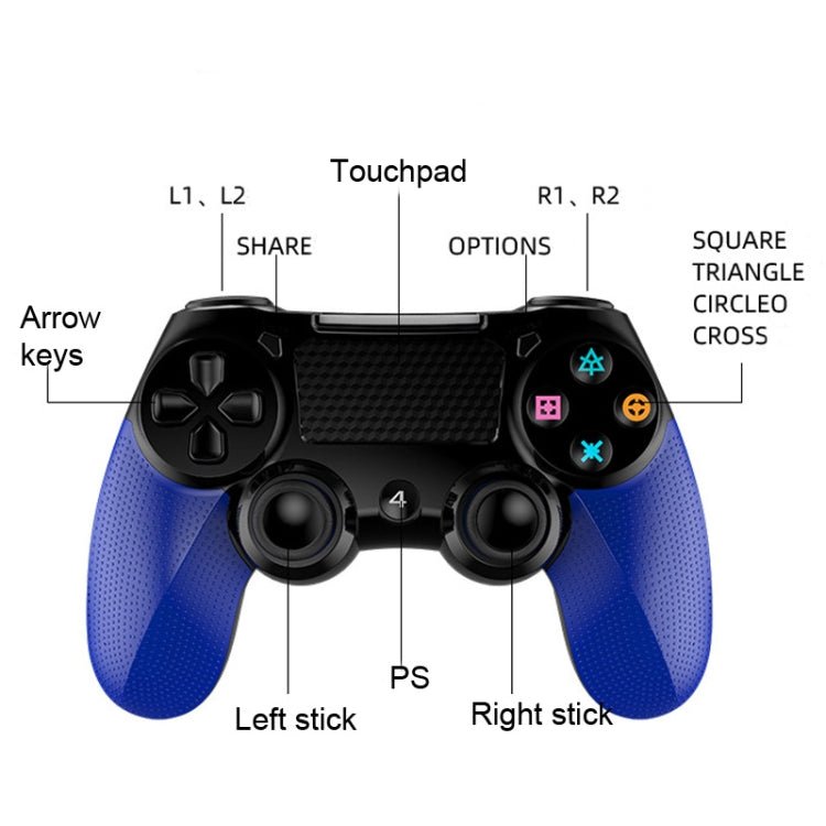 2 PCS Bluetooth Wireless Gamepad Touch Screen With Light Audio Dual Vibration Controller For PS4(Blue) - Eurekaonline