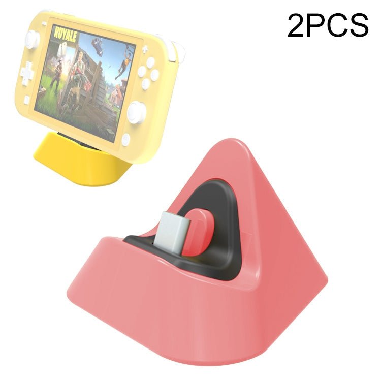 2 PCS DOBE TNS-19062 Host Charging Bottom Portable Triangle Game Console Charger For Switch / Lite(Coral Red) - Eurekaonline
