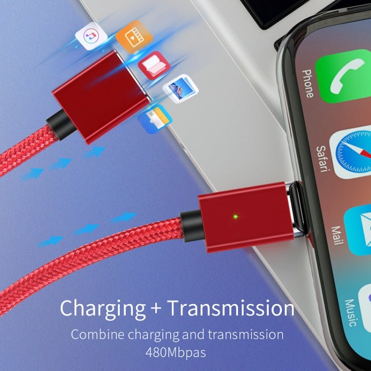 2 PCS ESSAGER Smartphone Fast Charging and Data Transmission Magnetic Cable with Micro USB Magnetic Head, Cable Length: 2m(Red) - Eurekaonline