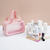 2 PCS Frosted Translucent Waterproof Storage Bag Cosmetic Bag Swimming Bag Wash Bag Pink M 2 Handles - Eurekaonline