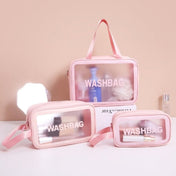 2 PCS Frosted Translucent Waterproof Storage Bag Cosmetic Bag Swimming Bag Wash Bag Pink M 2 Handles - Eurekaonline