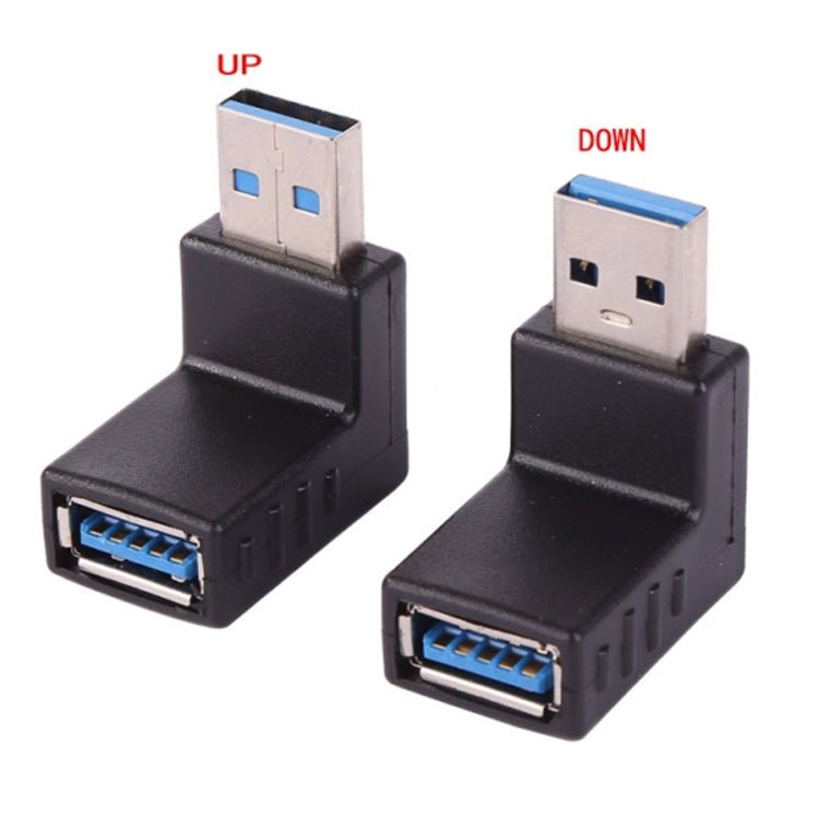 2 PCS L-Shaped USB 3.0 Male to Female 90 Degree Angle Plug Extension Cable Connector Converter Adapter (Black) - Eurekaonline