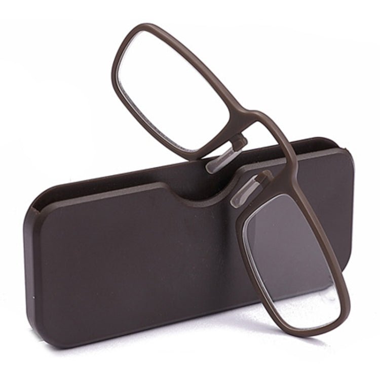 2 PCS TR90 Pince-nez Reading Glasses Presbyopic Glasses with Portable Box, Degree:+2.00D(Brown) - Eurekaonline