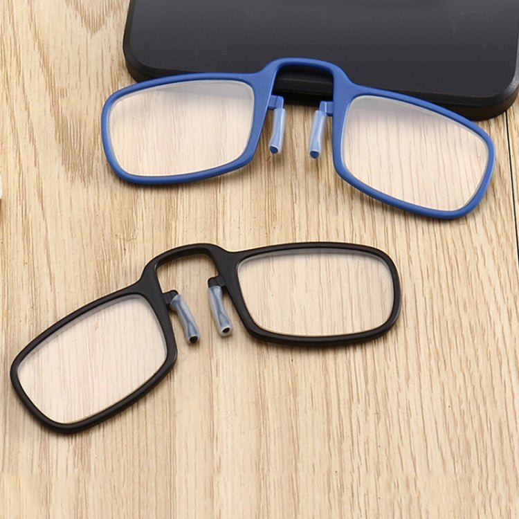 2 PCS TR90 Pince-nez Reading Glasses Presbyopic Glasses with Portable Box, Degree:+3.00D(Black) - Eurekaonline