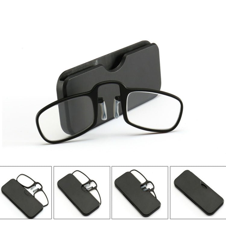2 PCS TR90 Pince-nez Reading Glasses Presbyopic Glasses with Portable Box, Degree:+3.50D(Black) - Eurekaonline