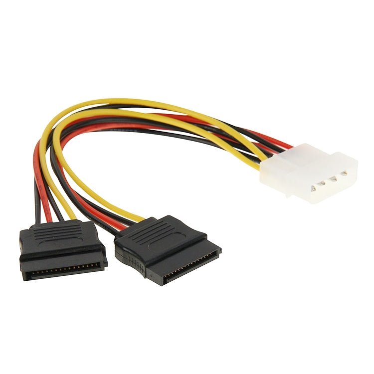 2 x 15 Pin to 4 Pin to 4 Pin Serial SATA Power Adapter Cable, Core Material: Aluminium + Magnesium, Length: 18cm - Eurekaonline