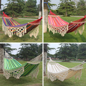 200x150cm Double Outdoor Camping Tassel Canvas Hammock with Stick(Colorful Stripes) Eurekaonline