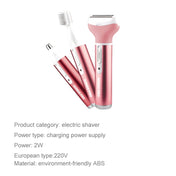 220V 3 In 1  Water Proof Rechargeable Vibrissa Eyebrows Trimmer Body Hair Denuding Machine Set, EU Plug(Pink) Eurekaonline