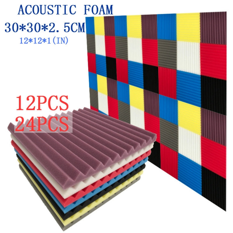 24 PCS Recording Studio Drum Room Acoustic Foam, Random Color Delivery Eurekaonline