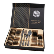 24 in 1 Stainless Steel Tableware Western Steak Cutlery Gift Set, Color: Black Eurekaonline